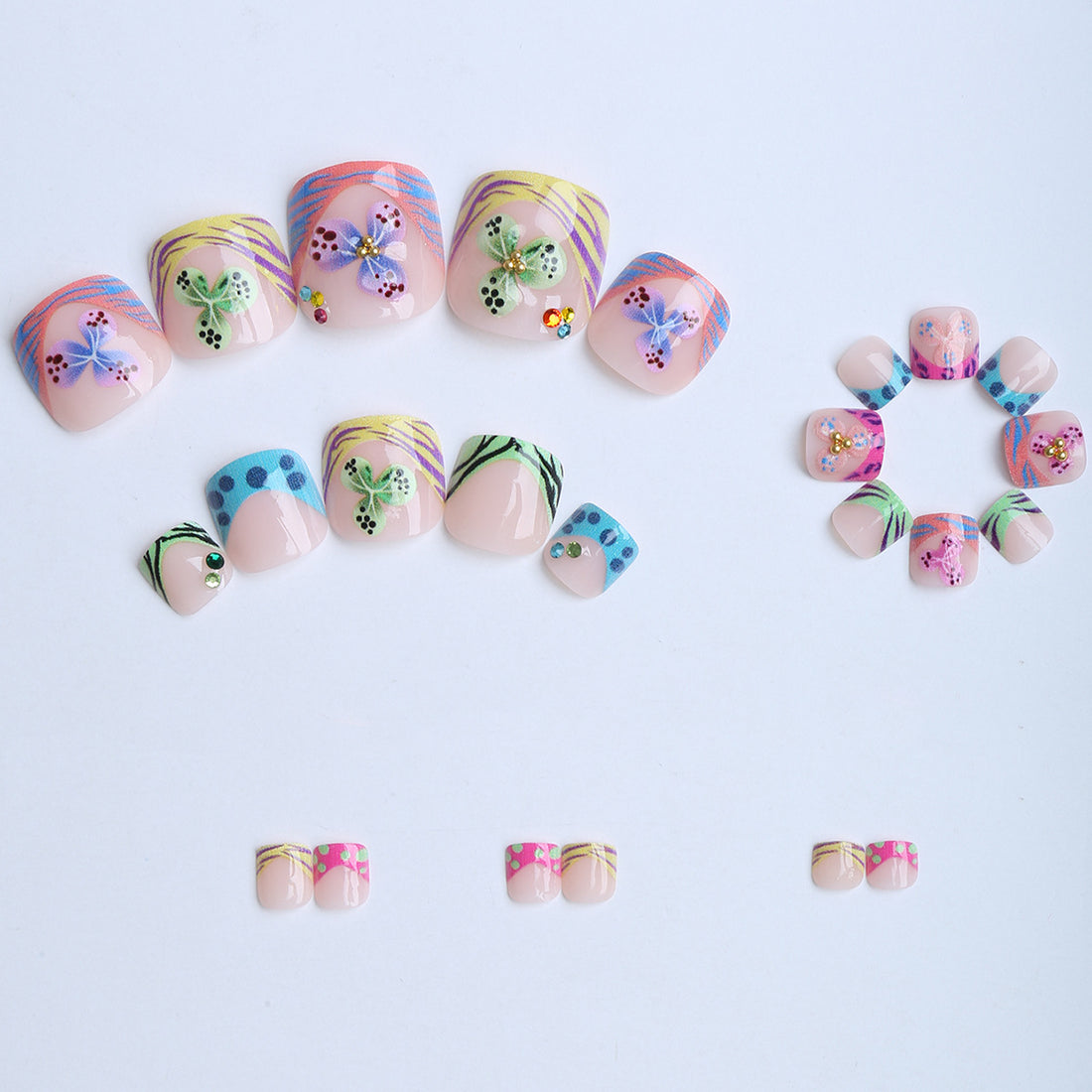 No.570 Colored Flowers Toenails Patch 24pcs/Set