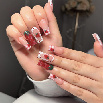 No.F562 Strawberry Fingernails Patch 24pcs/Set