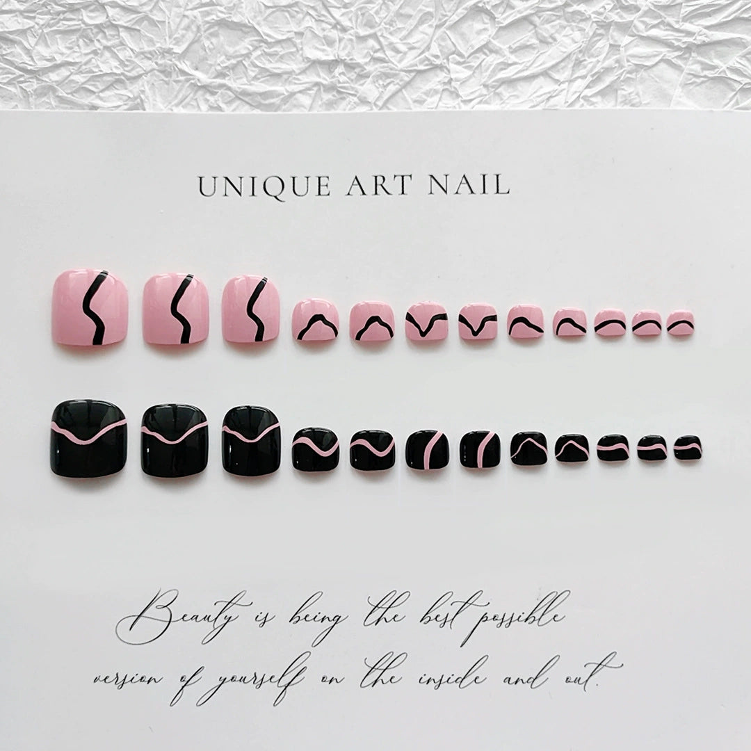No.471 Black Lines Toenails Patch 24pcs/Set