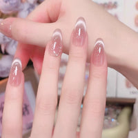 No.FP43 Pink Cat's Eye Hand Made Fingernails 10pcs