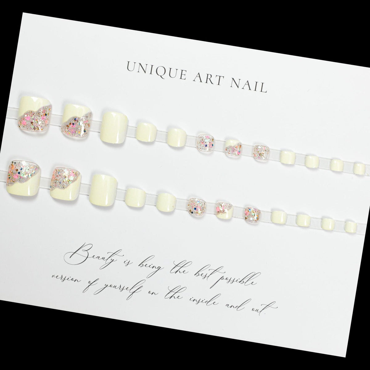 No.30 White Glitter Flash Toenail 24pcs/Set