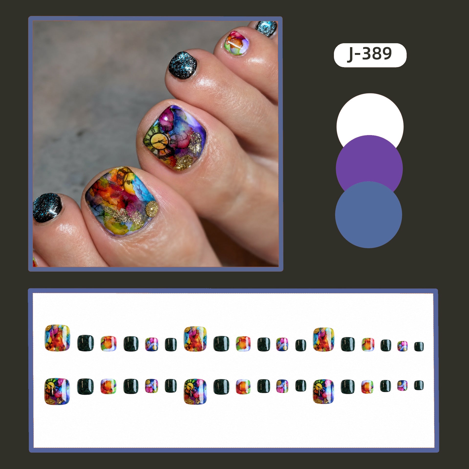 No.822 Iridescent Toenails Patch 24pcs/Set