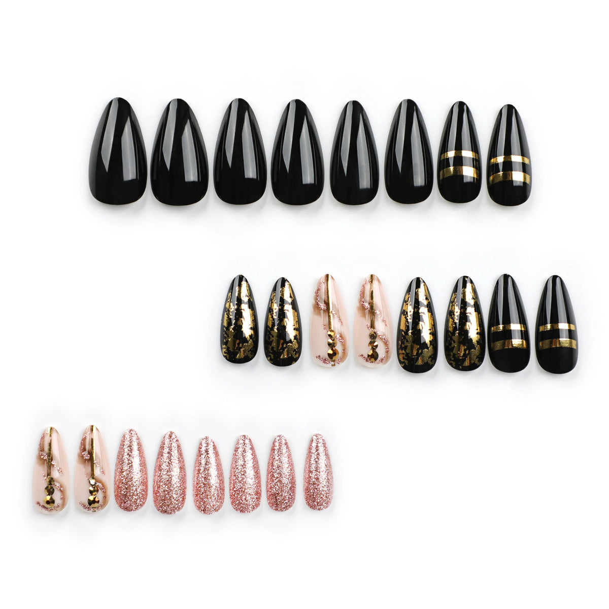 No.F334 Black Fingernails Patch 24pcs/Set