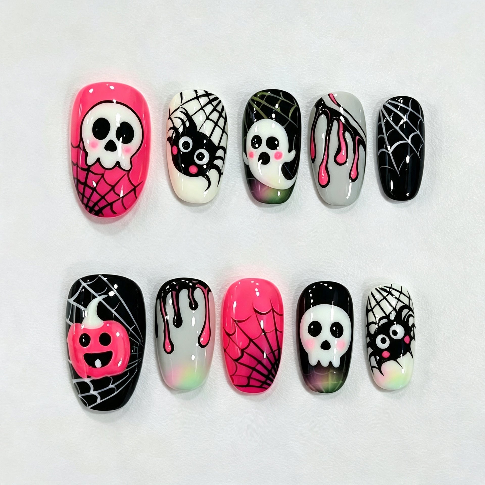 No.AW187 Halloween Pumpkin Fingernails Patch 24pcs/Set