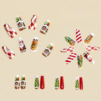 No.CM98 Christmas Candy Long Fingernails Patch 24pcs/Set