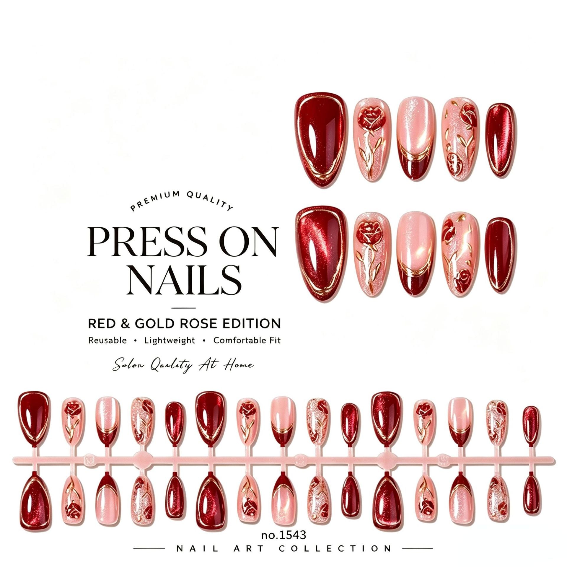 No.F870 Red Cat's Eye Fingernails Patch 24pcs/Set