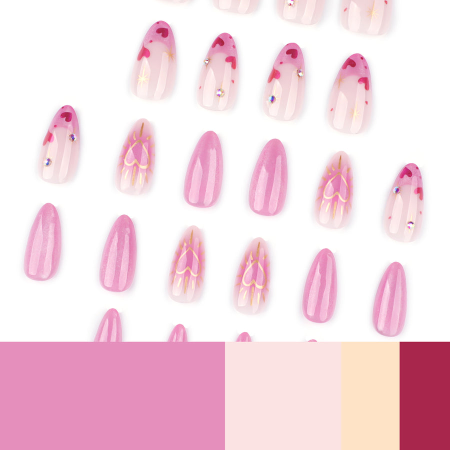 No.F526 Pink Cat's eye Fingernails Patch 24pcs/Set