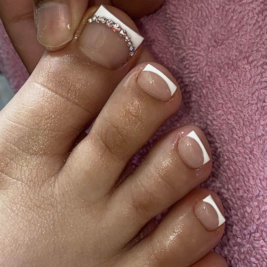 No.431 White French Tip Toenails Patch 24pcs/Set
