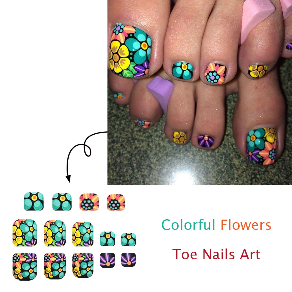 No.717 Multi Color Print Toenails Patch 24pcs/Set