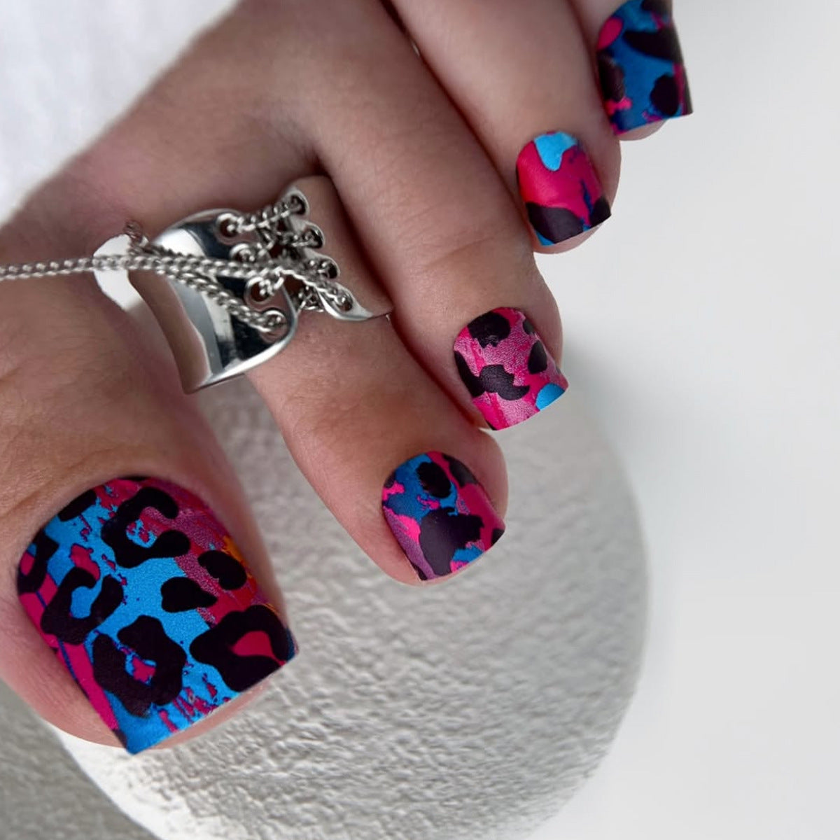 No.727 Black Leopard Print Toenails Patch 24pcs/Set