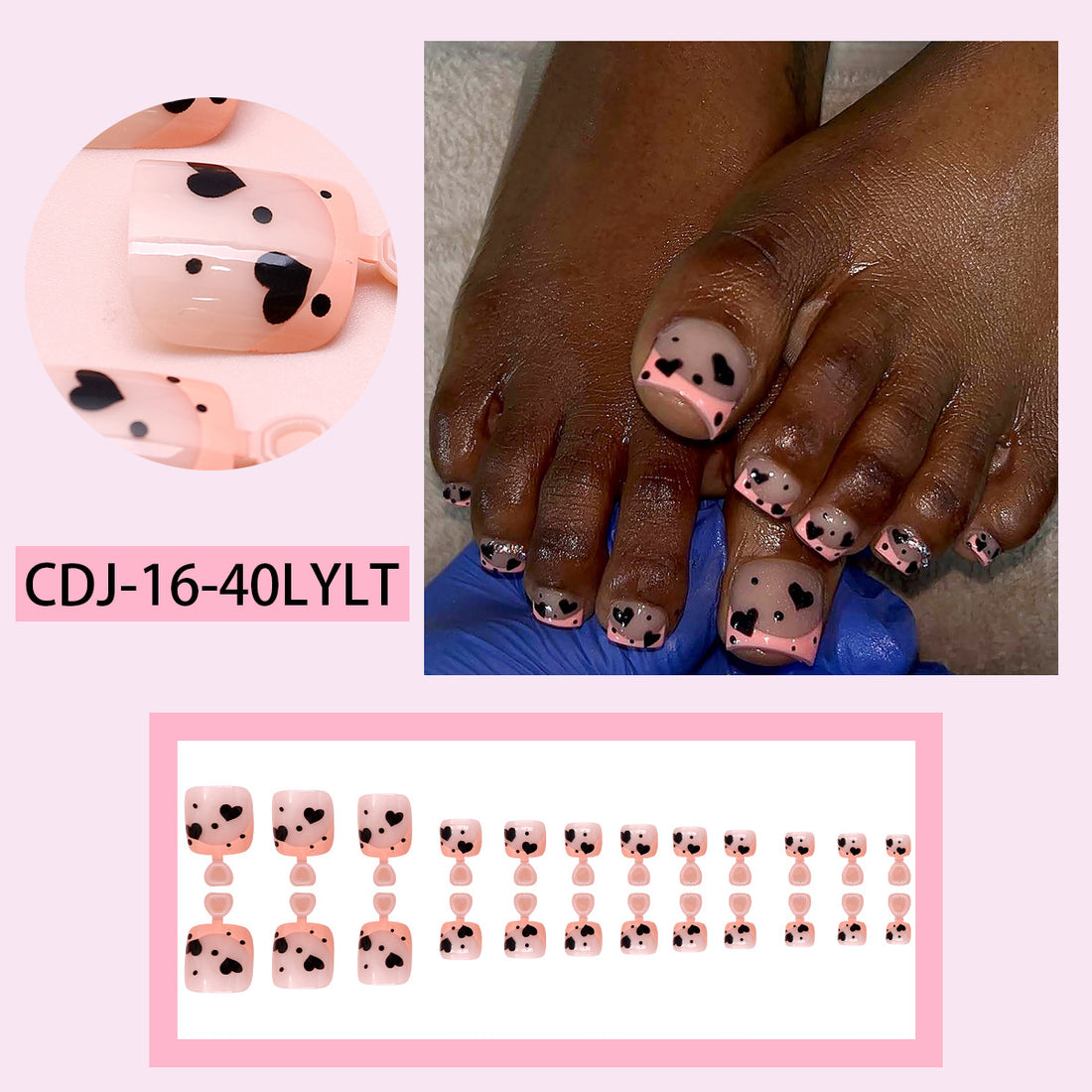 No.557 Pink Leopard Toenails Patch 24pcs/Set