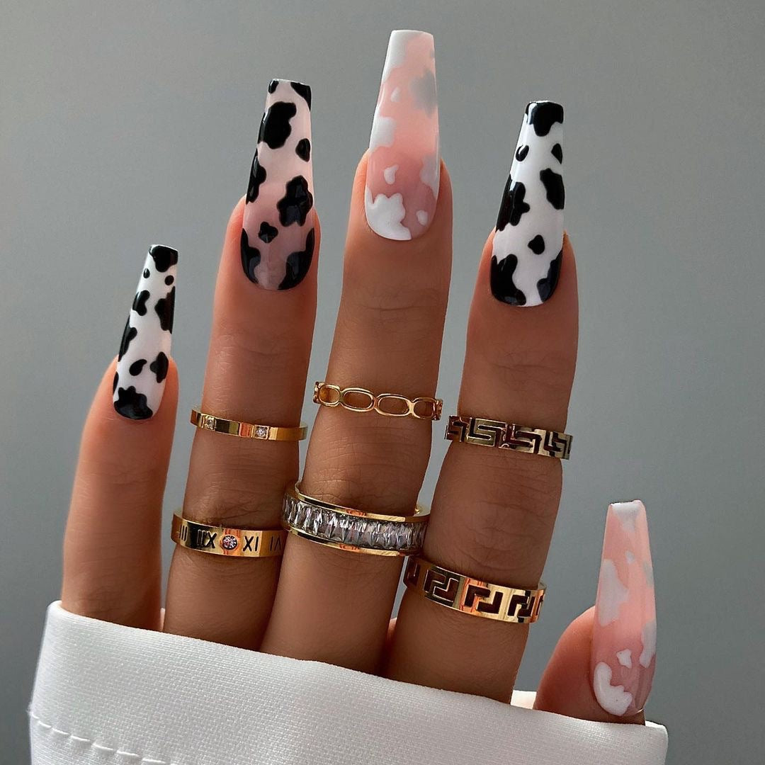 No.F199 Black&White Fingernails Patch 24pcs/Set