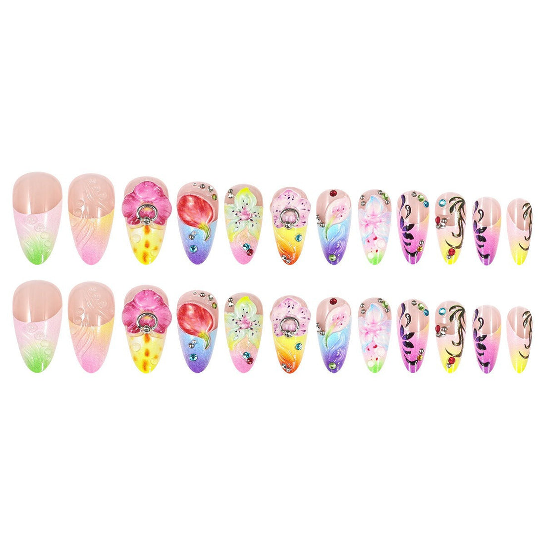 No.F499 3D Ripple Flowers Fingernails Patch 24pcs/Set