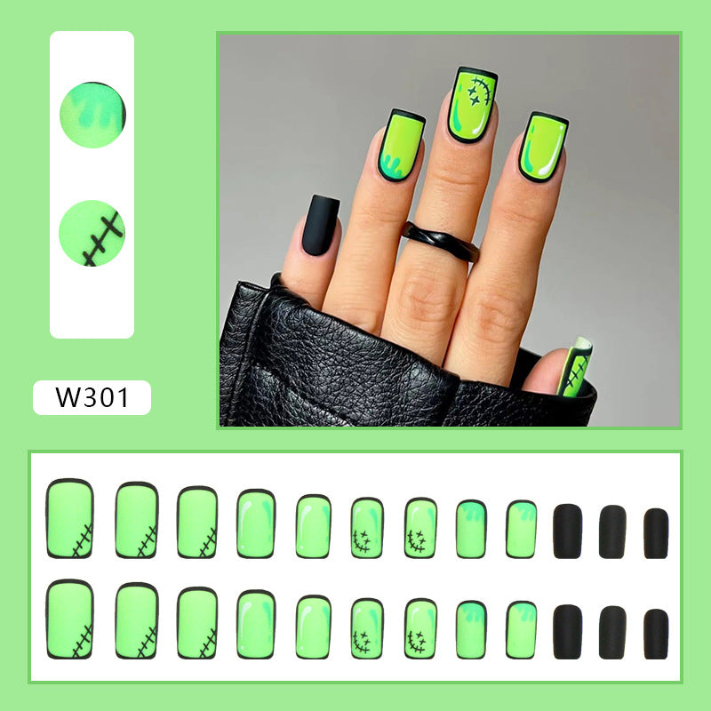 No.AW151 Halloween Green Fingernails Patch 24pcs/Set