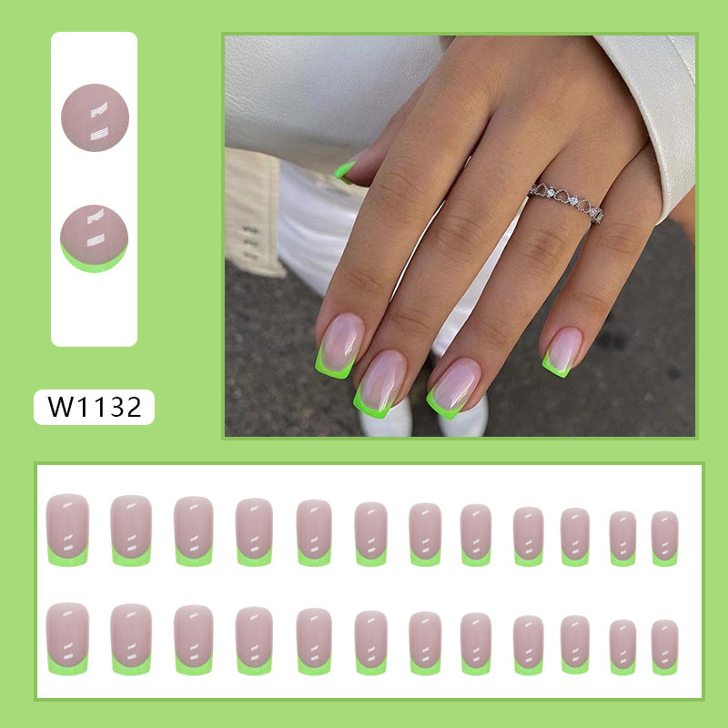 No.F101 Bright Green Fingernails Patch 24pcs/Set