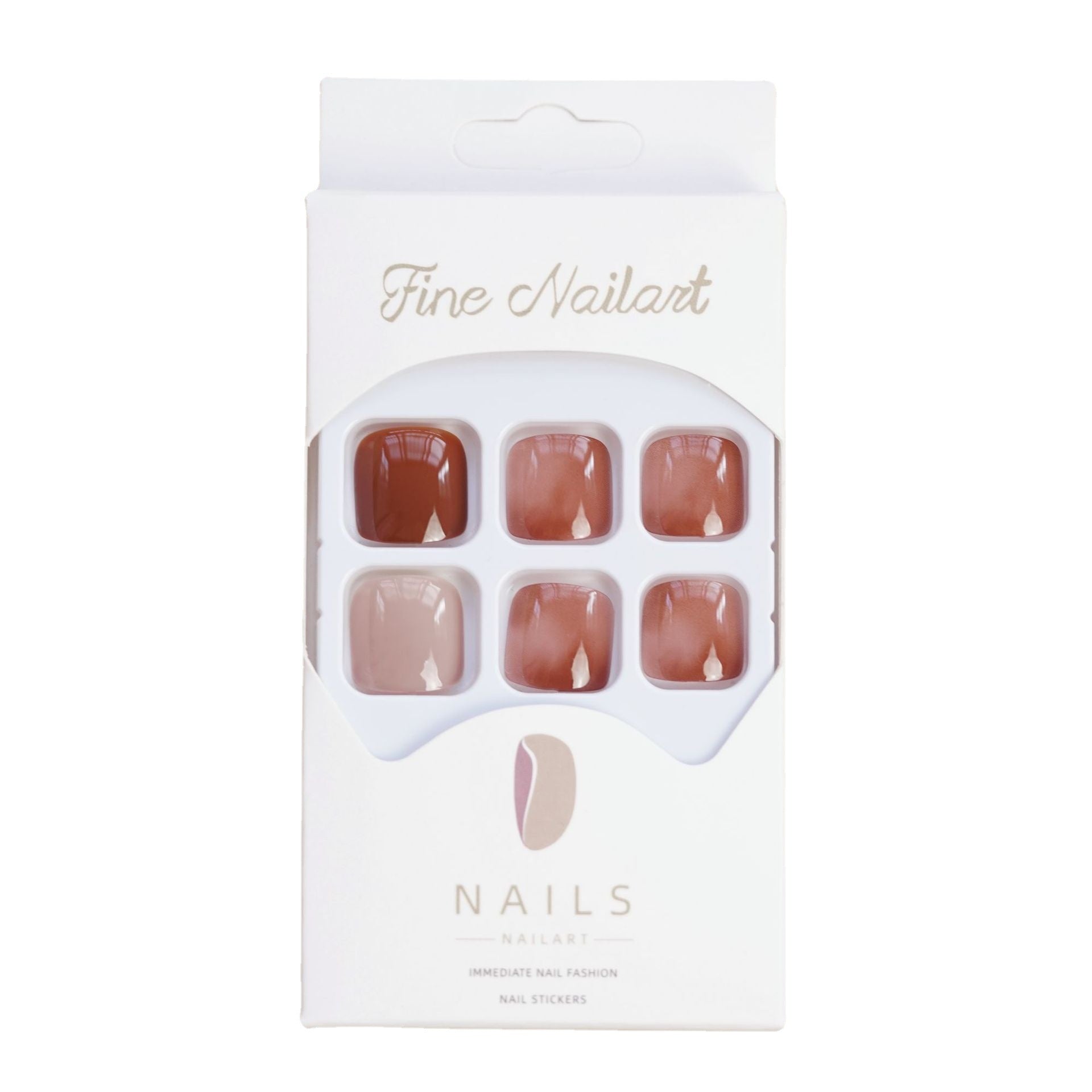 No.12 Brown Retro Short Squoval Press On Toenails 24pcs/Set