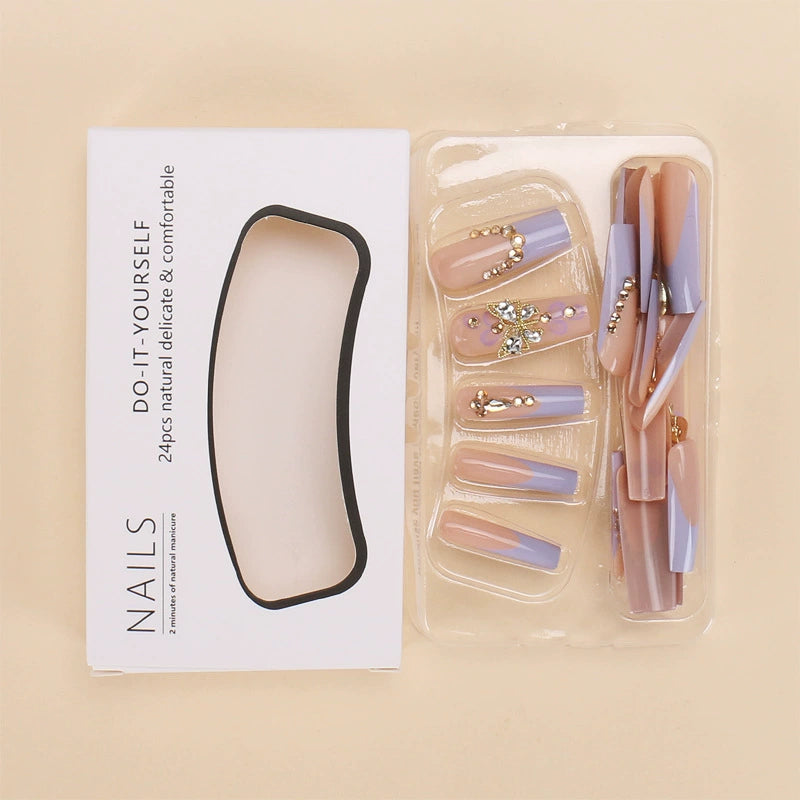 No.F344 Butterfly Diamond Fingernails Patch 24pcs/Set