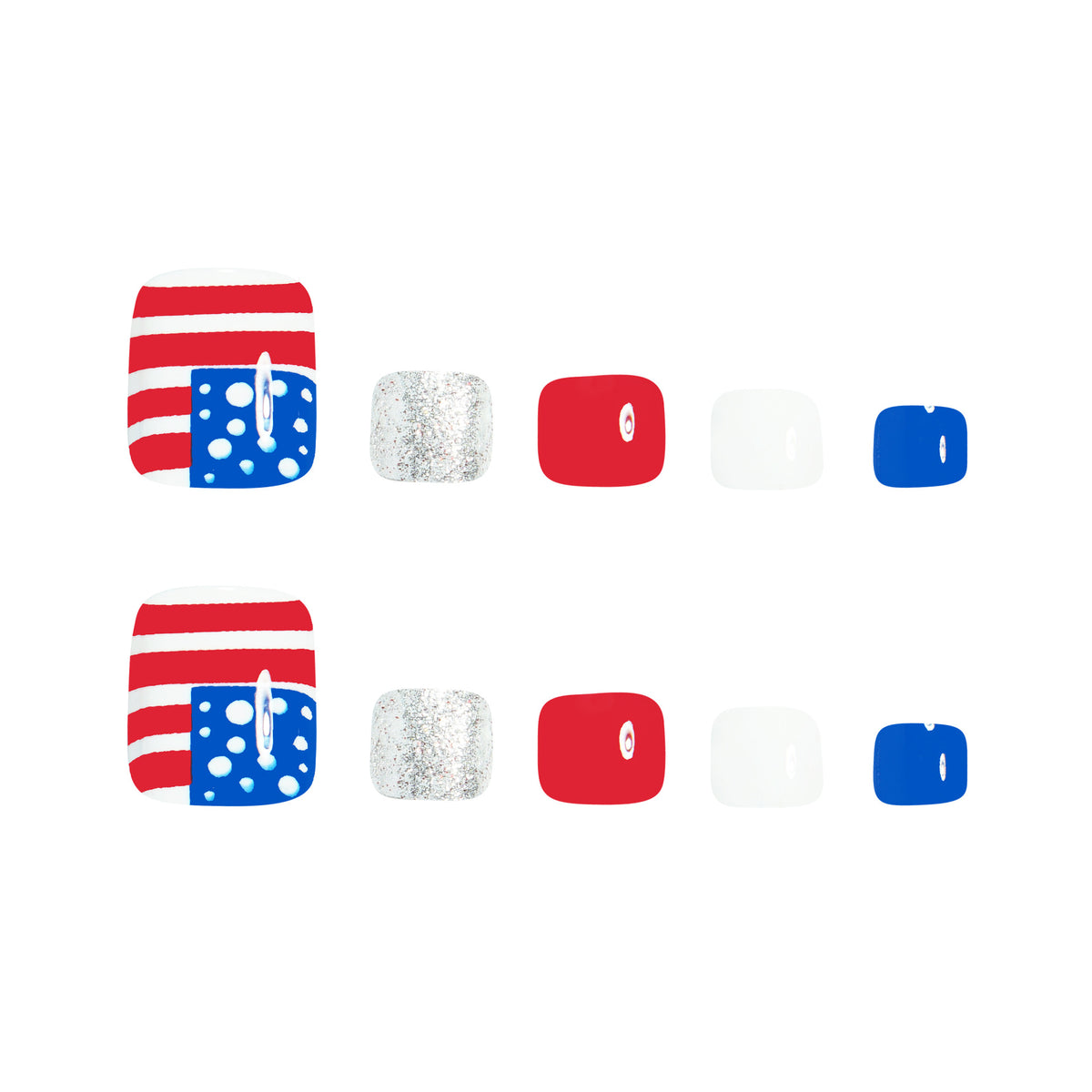 No.746 Blue&Red Toenails Patch 24pcs/Set