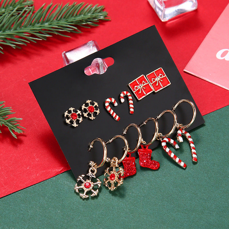 No.JR12 6 pairs/set Christmas Earrings Set