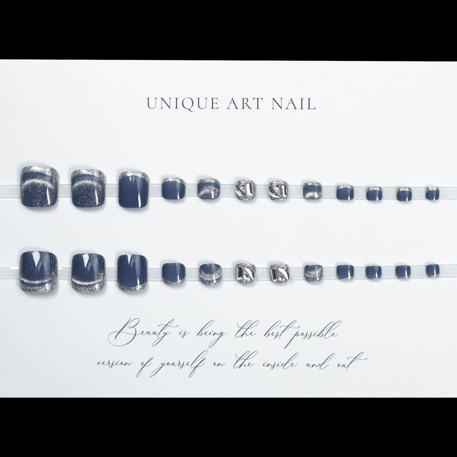 No.4 Grey Kyanite Press On Toenails Pedicure 24pcs/Set