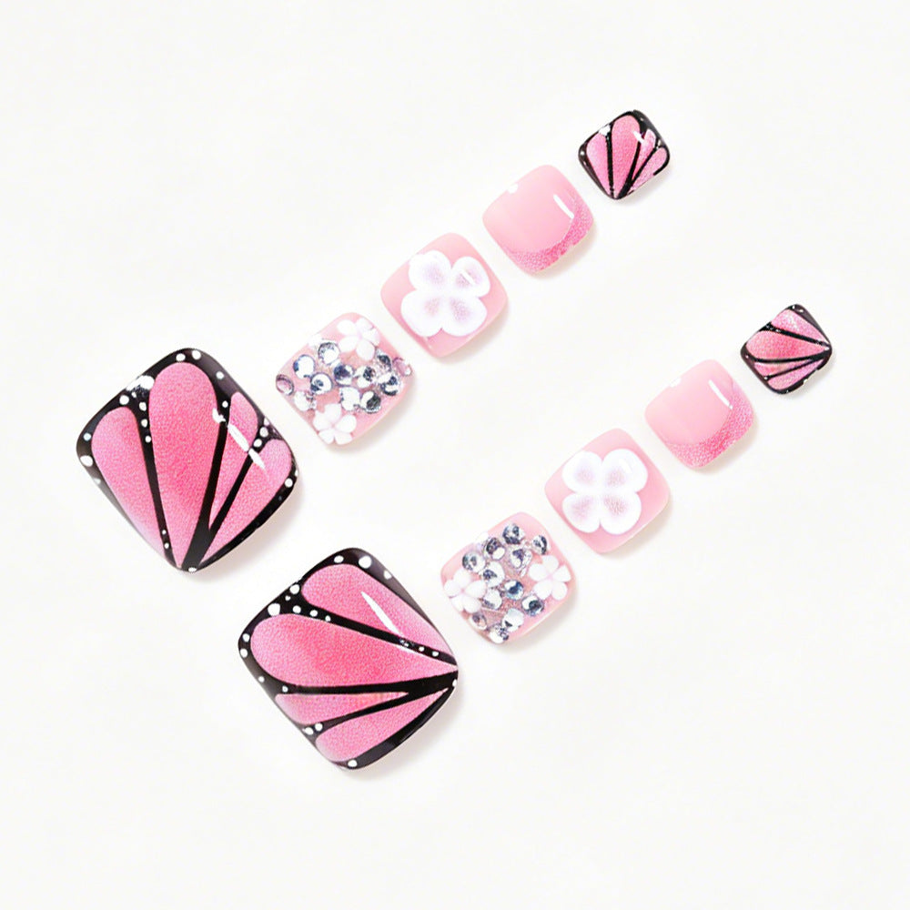 No.796 Pink Butterfly Toenails Patch 24pcs/Set