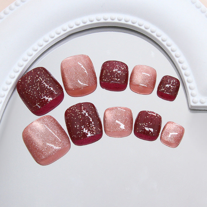 No.591 Red Cat's Eye Toenails Patch 24pcs/Set