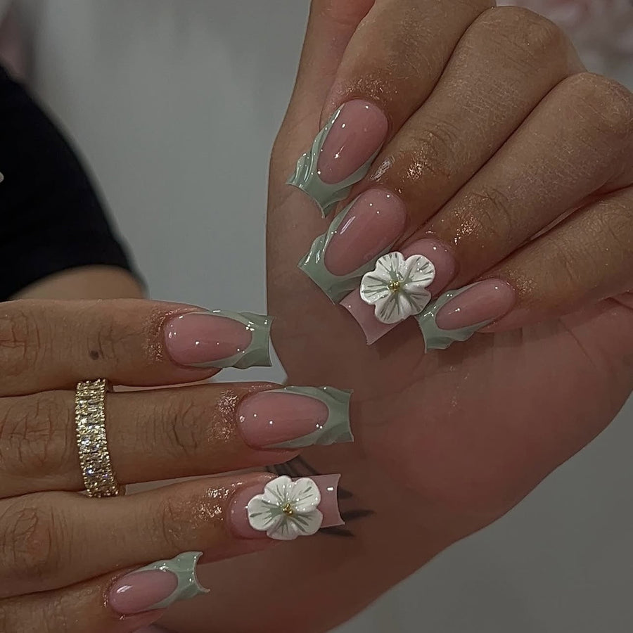 No.F496 Flower Fingernails Patch 24pcs/Set