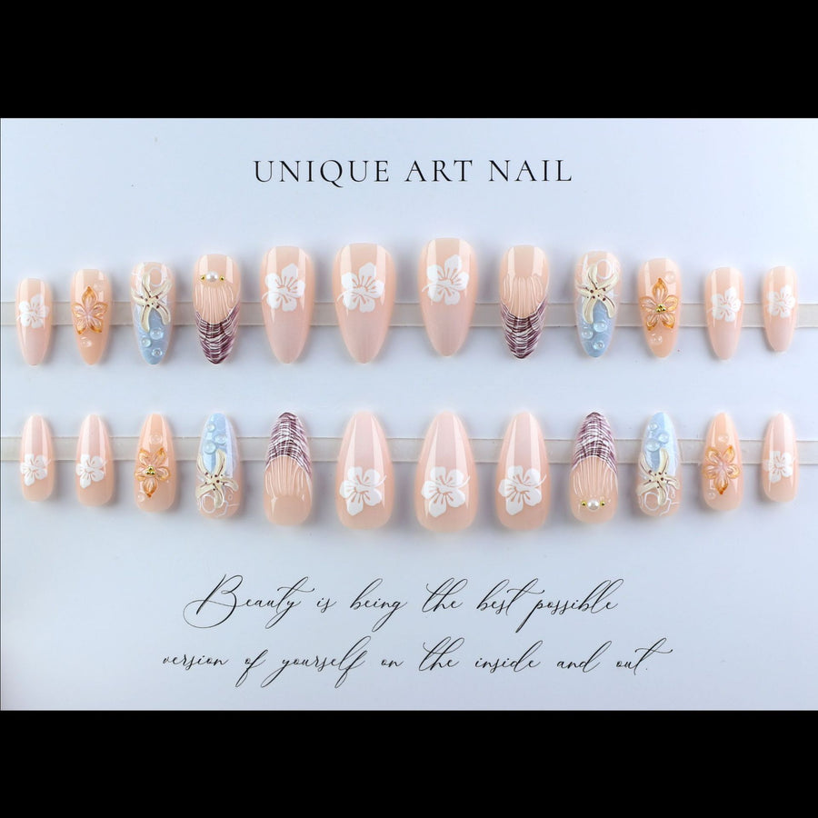 No.BH13 Flower Starfish Fingernails Patch 24pcs/Set