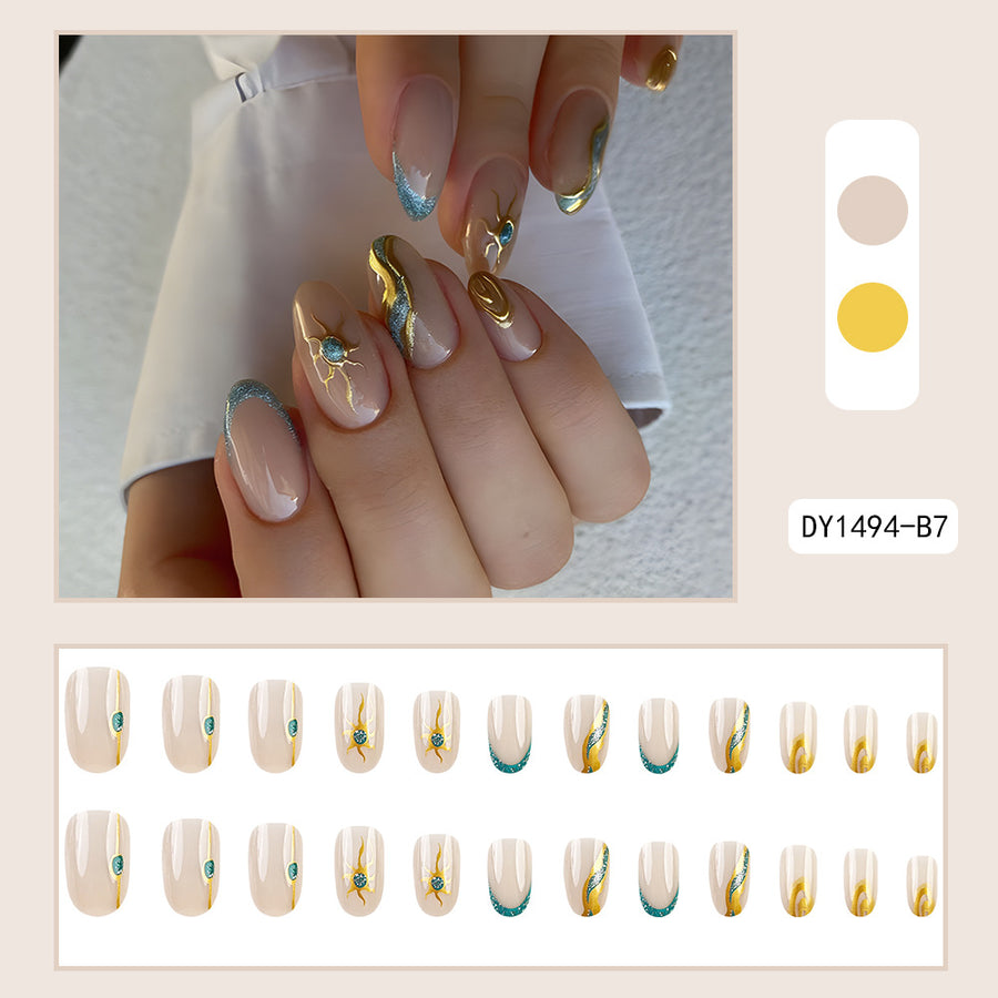 No.F2 Glitter Green  Fingernails Patch 24pcs/Set