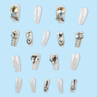 No.F28 Love Snowflake Glass Diamond Fingernails Patch 24pcs/Set