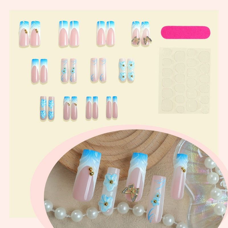 No.F599 Blue Fashion Fingernails Patch 24pcs/Set