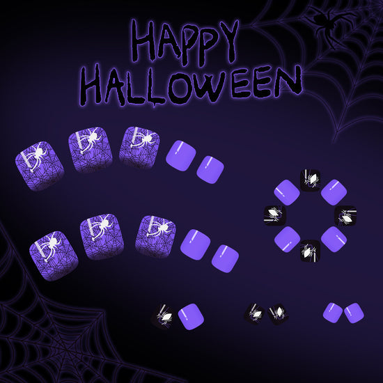 No.PSN169 Halloween Purple Spider Hand & Toe Pair Set-48pcs
