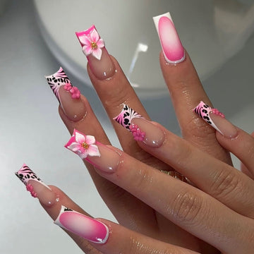 No.F490 Leopard Flowers Fingernails Patch 24pcs/Set