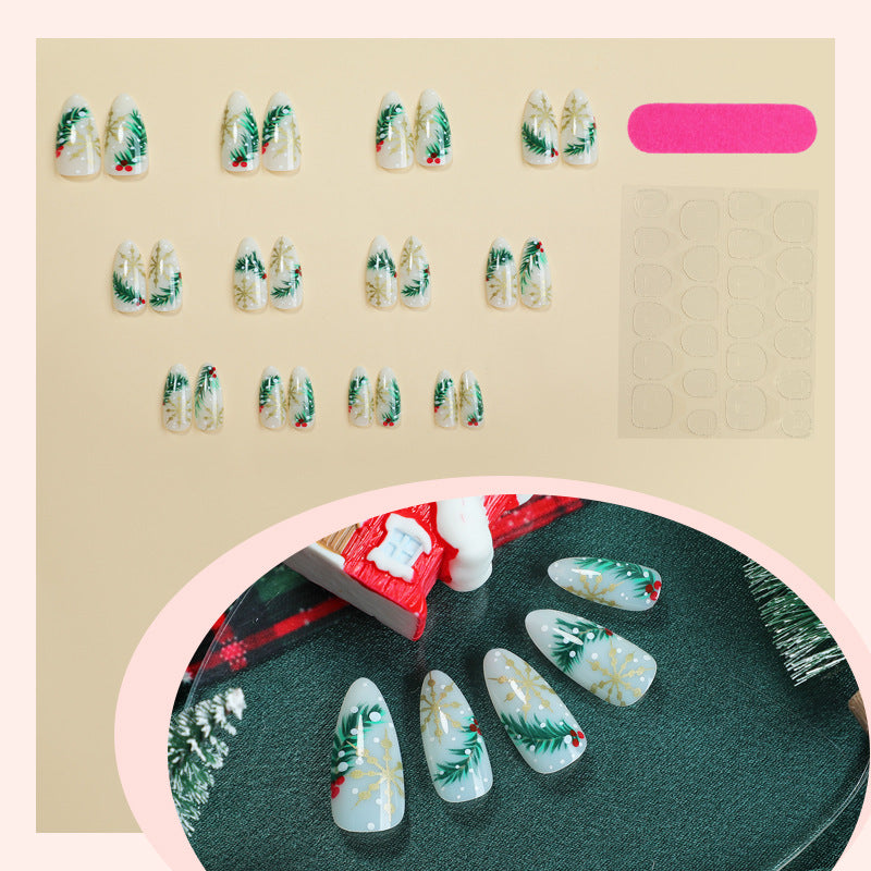 No.CM115 Christmas Green Tree Fingernails Patch 24pcs/Set