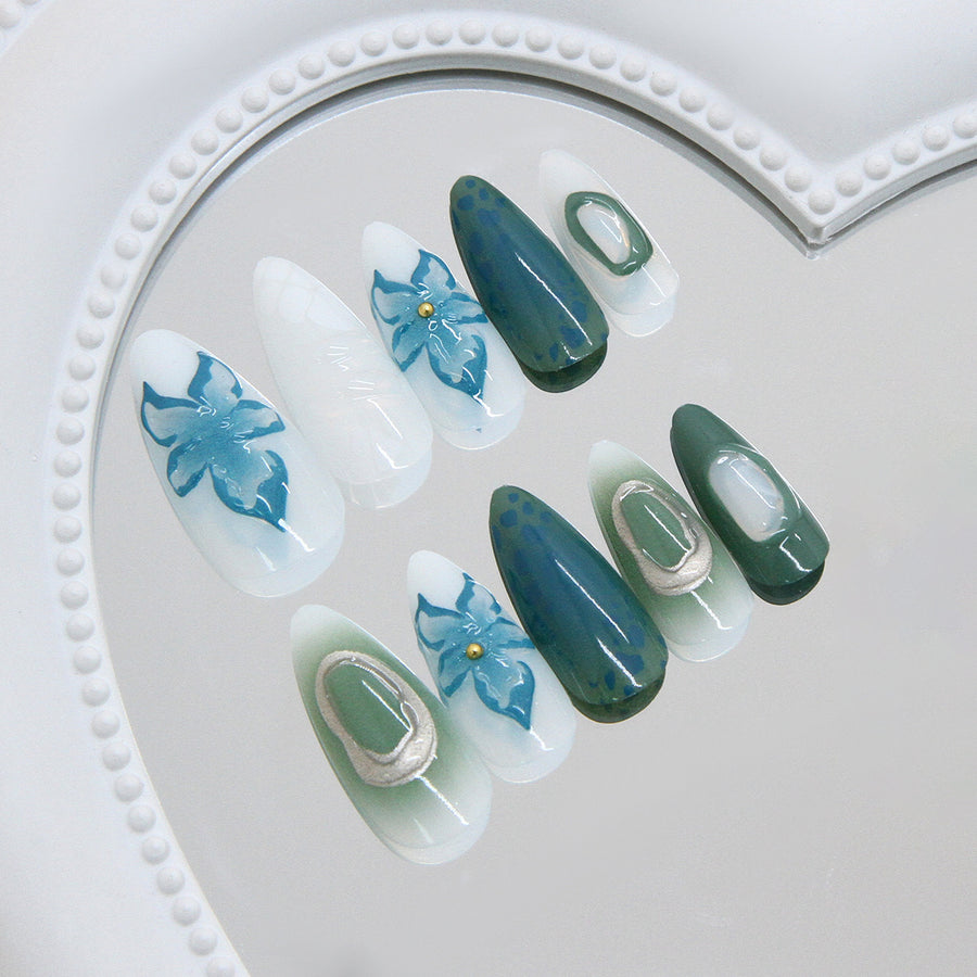 No.F525 Green Fingernails Patch 24pcs/Set