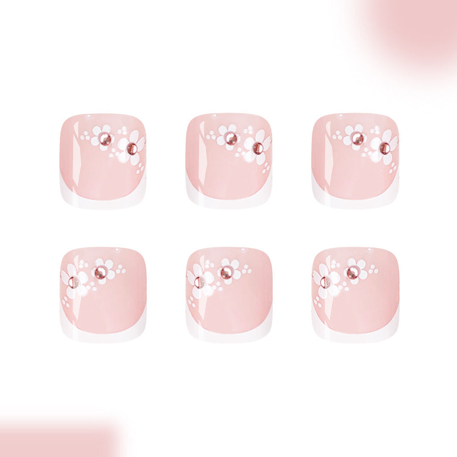 No.640 White Flowers Toenails Patch 24pcs/Set