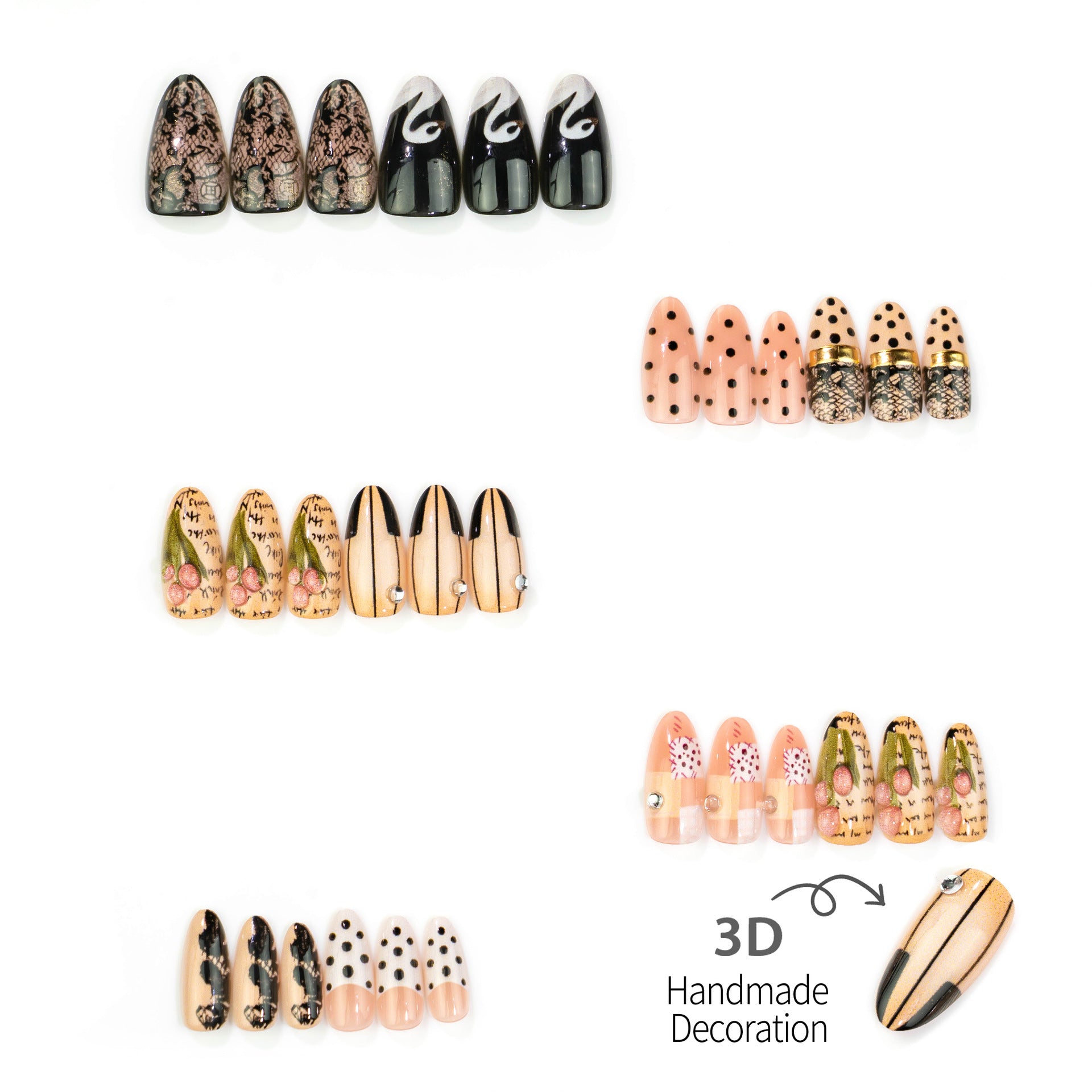 No.F832 Pink Roses  Fingernails Patch 24pcs/Set