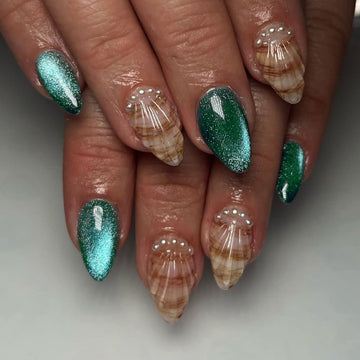 No.F464 Shell Pearl Cat's Eye Fingernails Patch 24pcs/Set