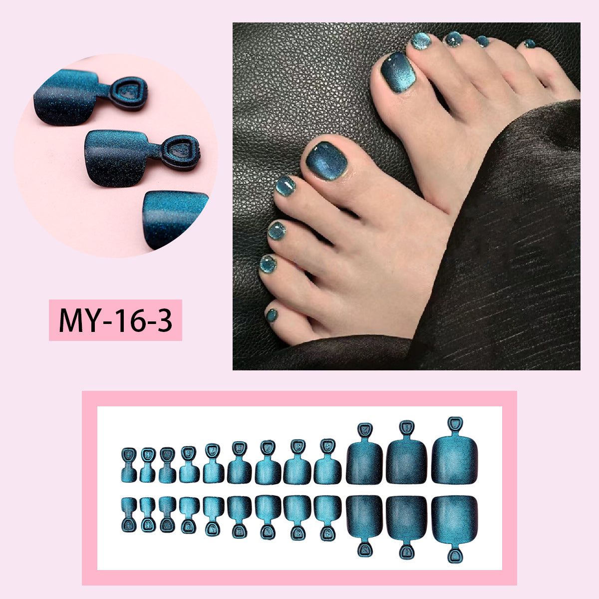 No.761 Blue Cat's Eye Toenails Patch 24pcs/Set