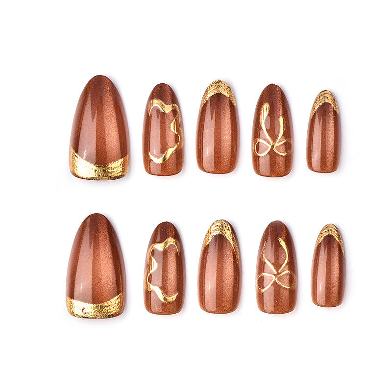No.F844 Brown Cat's Eye Fingernails Patch 24pcs/Set