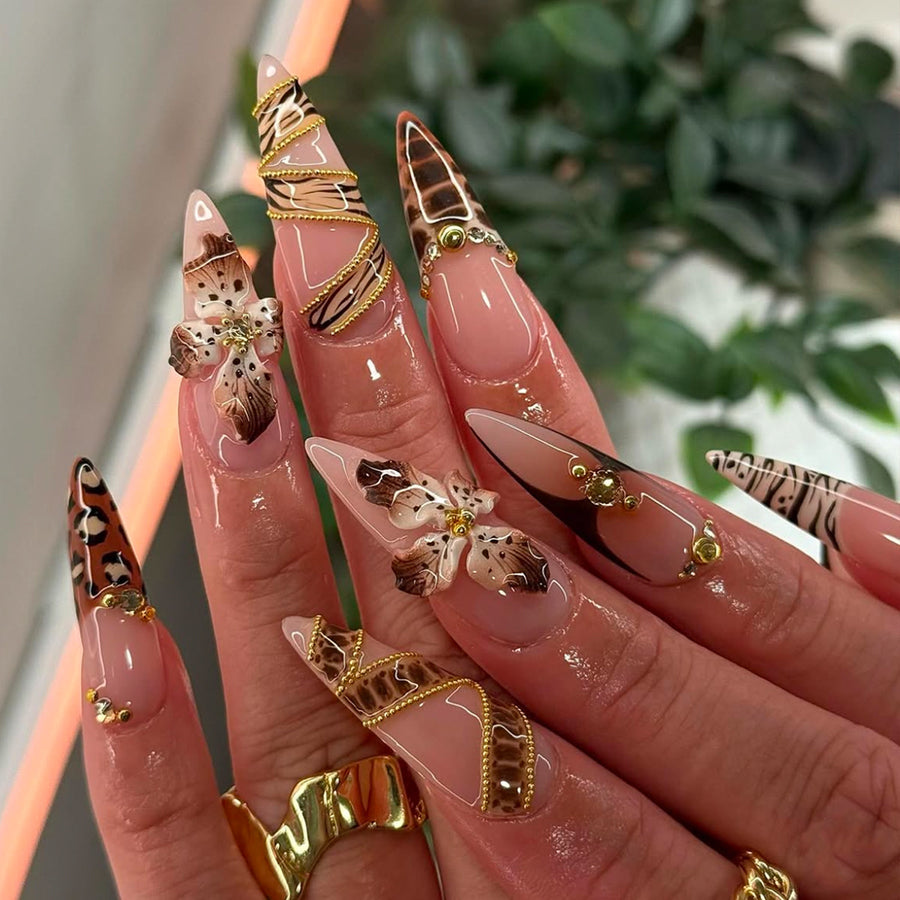 No.F530 Leopard Print Fingernails Patch 24pcs/Set