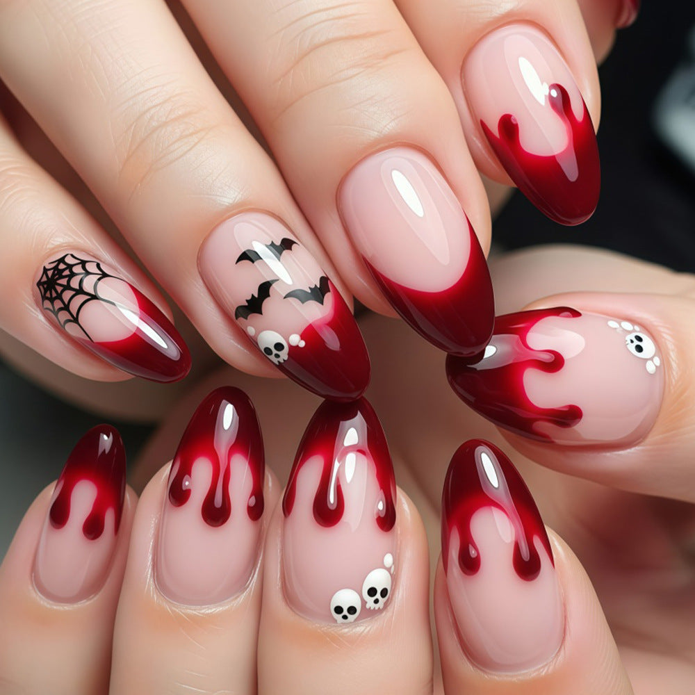 No.AW199 Halloween Dark Spider Web Fingernails Patch 24pcs/Set