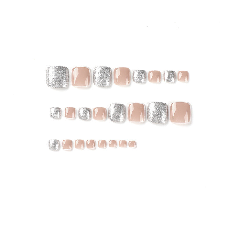 No.221 Silver Glitter Toenails Patch 24pcs/Set