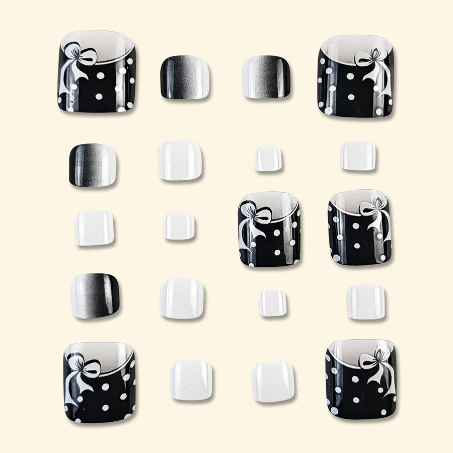 No.287 Black&White Gradient Toenail Patch 24pcs/Set