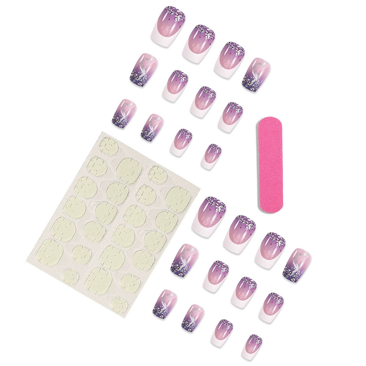 No.F262 Taro Purple Fingernails Patch 24pcs/Set