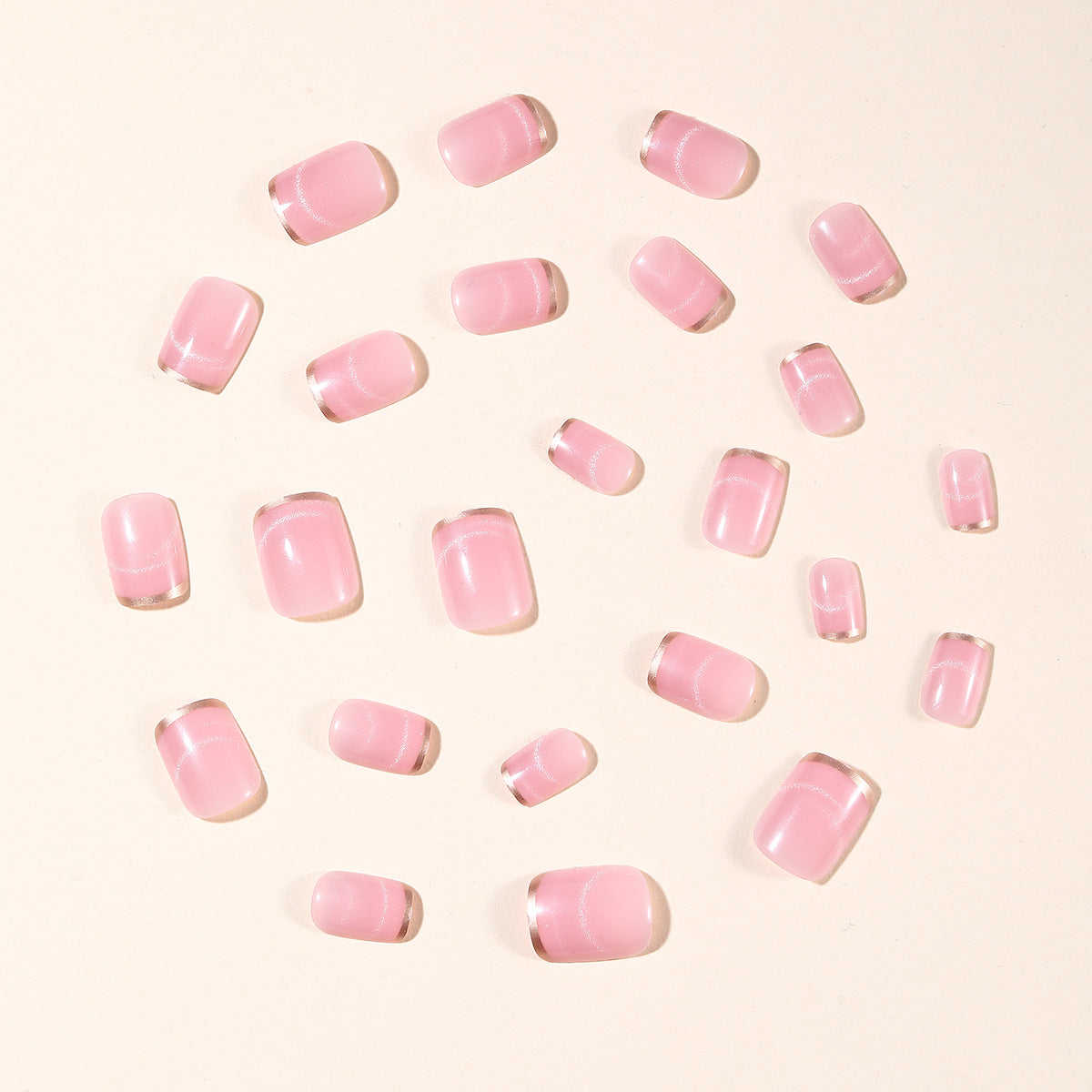 No.F742 Pink Cat's Eye  Fingernails Patch 24pcs/Set