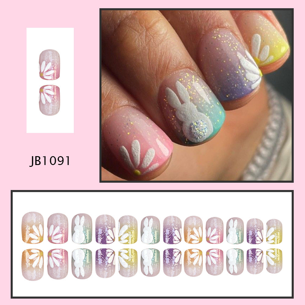 No.ET29 Rabbit Flower Fingernails Patch 24pcs/Set