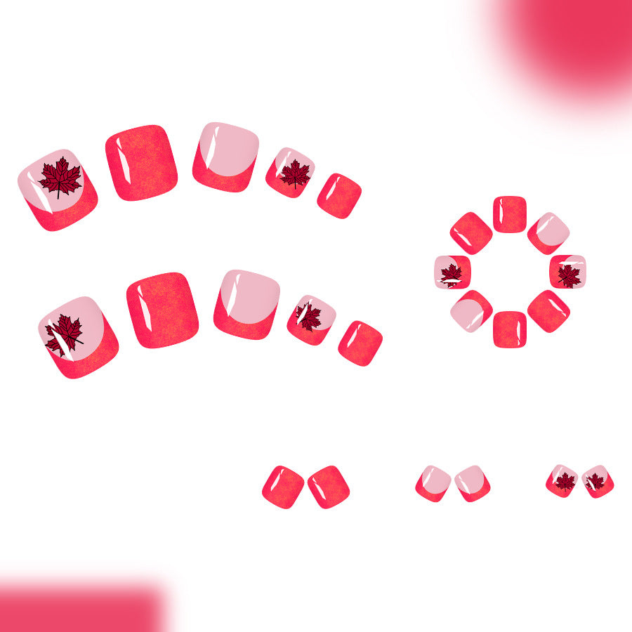 No.629 Glitter Maple Leaf Toenails Patch 24pcs/Set