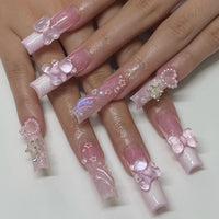 No.F166 Butterfly Long Fingernails Patch 24pcs/Set