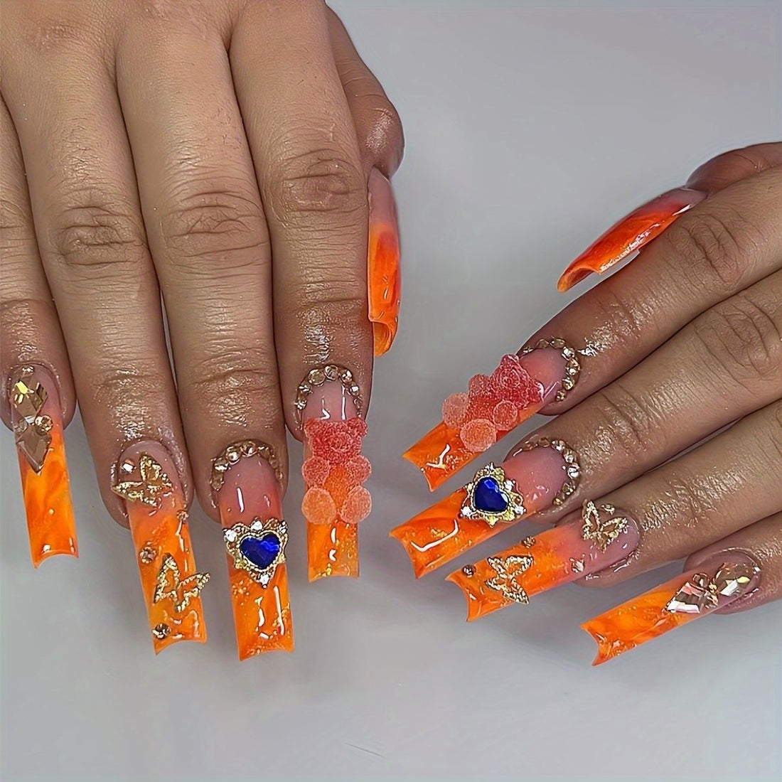 No.PSN156 Orange Bow Hand & Toe Pair Set-48pcs